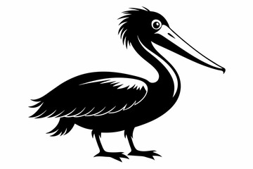 pelican silhouette on white background, Vector illustration, icon, svg, characters, Holiday t shirt, Hand drawn trendy Vector illustration