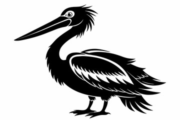pelican silhouette on white background, Vector illustration, icon, svg, characters, Holiday t shirt, Hand drawn trendy Vector illustration