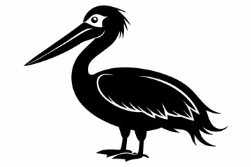 pelican silhouette on white background, Vector illustration, icon, svg, characters, Holiday t shirt, Hand drawn trendy Vector illustration