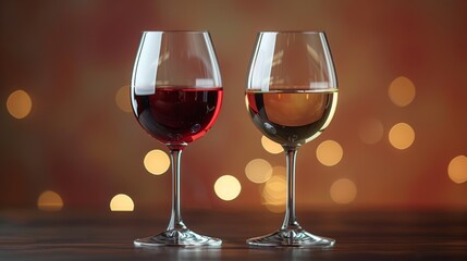 An isolated image of red and white wine glasses