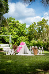 Colourful view of first birthday decoration  © 121244