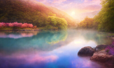 Beautiful pastel landscape for therapy website - AI generated