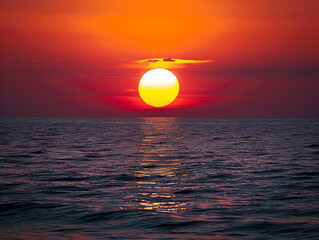 Decisive moment photography of the sun setting over the sea 