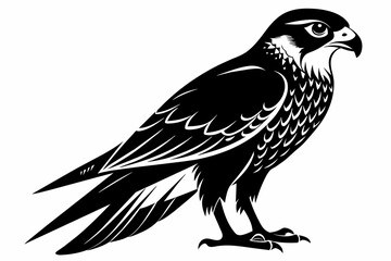 Falcon silhouette on white background, Vector illustration, icon, svg, characters, Holiday t shirt, Hand drawn trendy Vector illustration