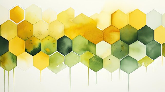 minimalist, design, clean, form, hexagon, parallelogram, mute, green, yellow, watercolor, subtle, geometric, pastel, aesthetic, deco, tranquil, abstract, artistic, color, balance