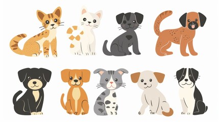 Vector illustration collection of cute dog