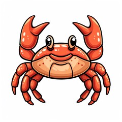 Obraz premium Create a cute cartoon crab character. The crab should be red and have big, expressive eyes. It should be smiling and have a friendly expression.