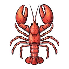 A digital illustration of a lobster. The lobster is red and has large claws. It is facing the viewer.
