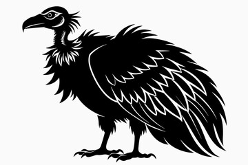 Vulture silhouette on white background, Vector illustration, icon, svg, characters, Holiday t shirt, Hand drawn trendy Vector illustration, eagle silhouette