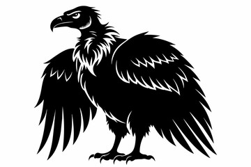 Vulture silhouette on white background, Vector illustration, icon, svg, characters, Holiday t shirt, Hand drawn trendy Vector illustration, eagle silhouette