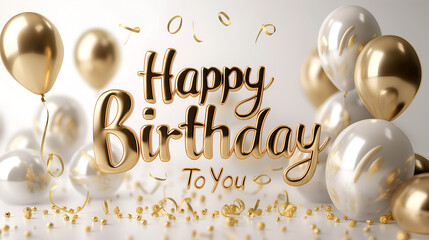 happy birthday card with balloons, AI generation