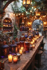 Table adorned with glowing candles