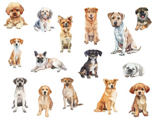 Dog watercolour style  on transparent background