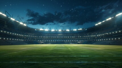 Fototapeta na wymiar The Majestic Nighttime Stadium Field
