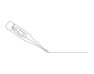 Continuous line drawing of thermometer. One line of thermometer. Medical equipment concept continuous line art. Editable outline.