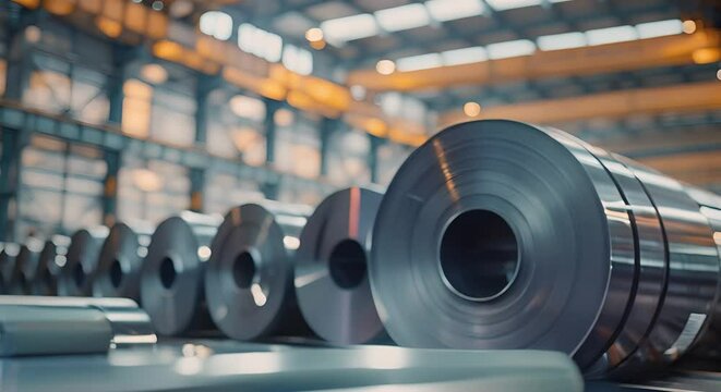 Steel Supplies for Construction and Manufacturing in an Industrial Warehouse. Concept Steel Products, Construction Supplies, Manufacturing Materials, Industrial Warehouse, Metal Fabrication
