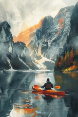 Person kayaking on lake