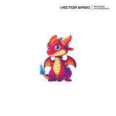 Obraz premium Cute Dragon character, illustration, mascot, logo, design, vector, eps 10