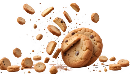 Heap cake scraps, treat flying confined on white, cutting way