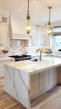 A beautiful modern light white kitchen