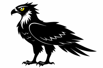 Osprey silhouette on white background, Vector illustration, icon, svg, characters, Holiday t shirt, Hand drawn trendy Vector illustration, eagle silhouette