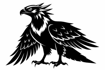 Osprey silhouette on white background, Vector illustration, icon, svg, characters, Holiday t shirt, Hand drawn trendy Vector illustration, eagle silhouette