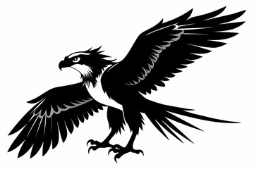 Osprey silhouette on white background, Vector illustration, icon, svg, characters, Holiday t shirt, Hand drawn trendy Vector illustration, eagle silhouette