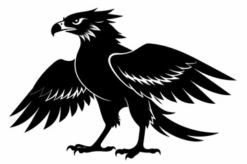 Osprey silhouette on white background, Vector illustration, icon, svg, characters, Holiday t shirt, Hand drawn trendy Vector illustration, eagle silhouette
