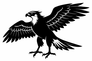 Osprey silhouette on white background, Vector illustration, icon, svg, characters, Holiday t shirt, Hand drawn trendy Vector illustration, eagle silhouette