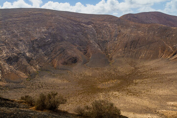 Hiking trail to Caldera Blanca. Interior the Caldera Blanca volcano. Los Volcanes Natural Park, Las...