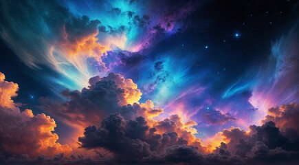 Obraz premium Celestial landscape at sunset