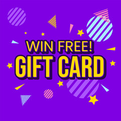 Win free gift card contest game banner template design vector
