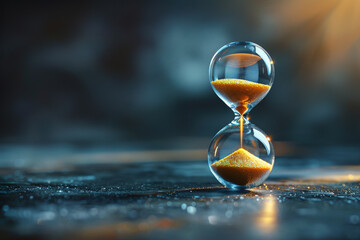 hourglass with copy space. background is blurred