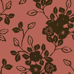 Trendy floral seamless pattern collection. vintage flower background illustration. Colorful pastel color groovy artwork bundle,  nature backgrounds with spring plants