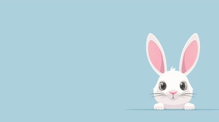 Obraz premium Flat vector illustration of bunny rabbit with copy space on plain background