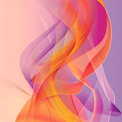 abstract background with colorful wavy shapes on a light purple and orange gradient background, in a modern minimalist style, with soft lighting, an elegant composition