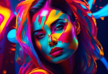 illustration, vibrant experimental portraits colored gels filters, lighting, artistic, techniques, visual, effects, modern, digital, art, neon, surreal
