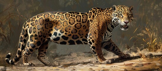 Leopard in Forest Painting