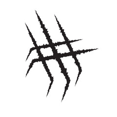 black paw scratch on a white background.