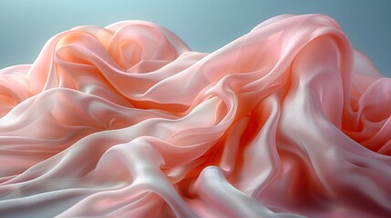 close-up of a pink and white silk fabric. The fabric is soft and flowing, and the colors are vibrant and saturated. The