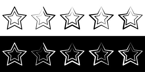 Five star rating badge, review rating, customer feedback.