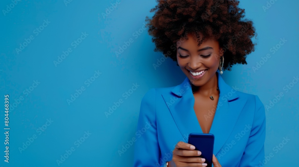 Sticker Woman in Blue with Smartphone