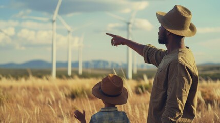 A Father and Child at Windfarm - Powered by Adobe