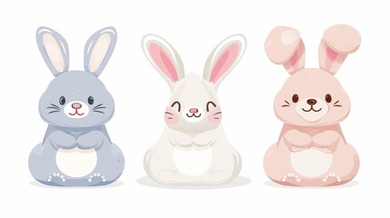 Obraz premium Rabbit. Flat vector illustration of cute animal. Baby nursery art.