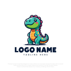 Little cute dinosaur cartoon character

