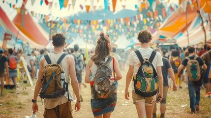 A group of individuals walking together along a dirt road, under a clear sky with sparse vegetation on either side.