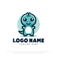 Little cute dinosaur cartoon character

