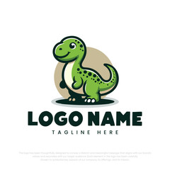 Little cute dinosaur cartoon character
