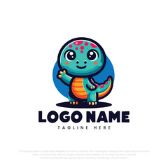 Little cute dinosaur cartoon character
