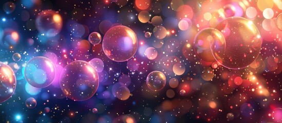 Floating Multicolored Bubbles in Space - obrazy, fototapety, plakaty